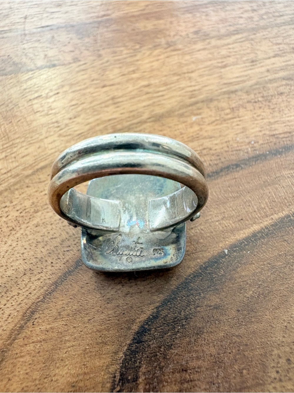 Chipita Sterling Silver Amazonite Square Ring - Turquoise - Size 7.5 - Picture 13 of 14